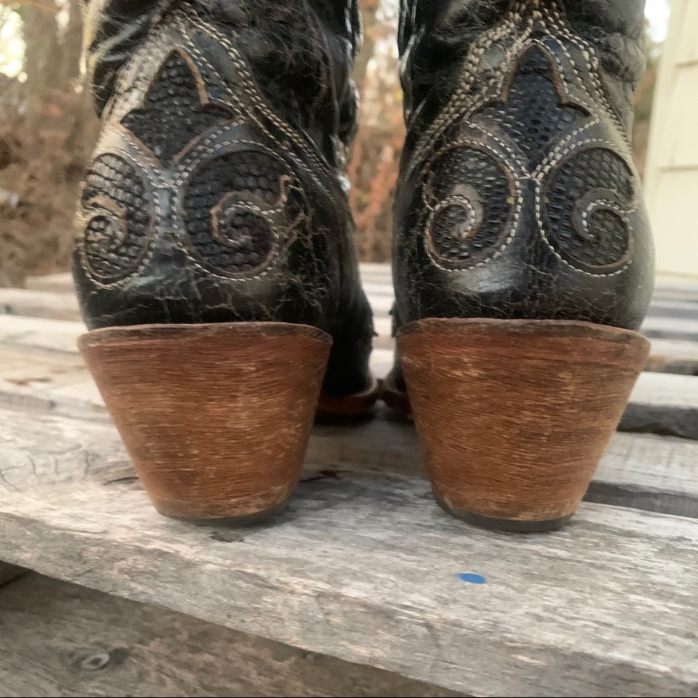 Corral C2108 Black Vintage Lizard Overlay Boots - Picture 6 of 10